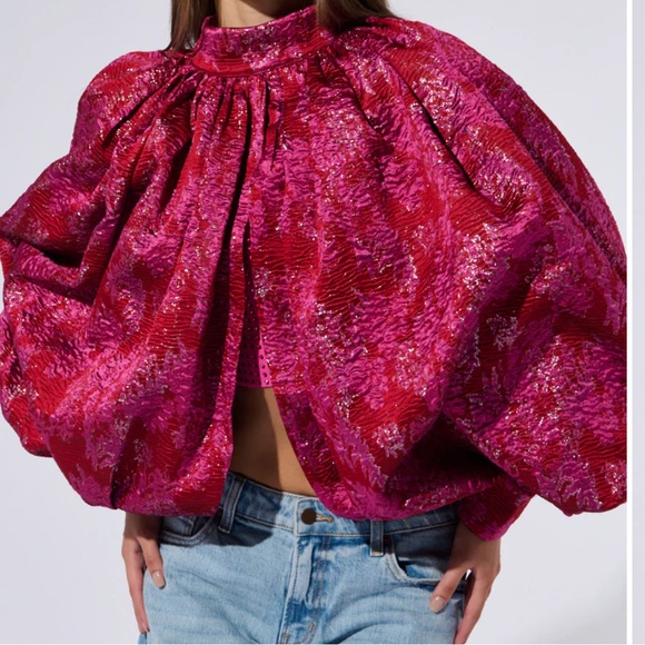 FRANCESCA PUFF SLEEVE MOCK NECK TOP - Picture 3 of 4